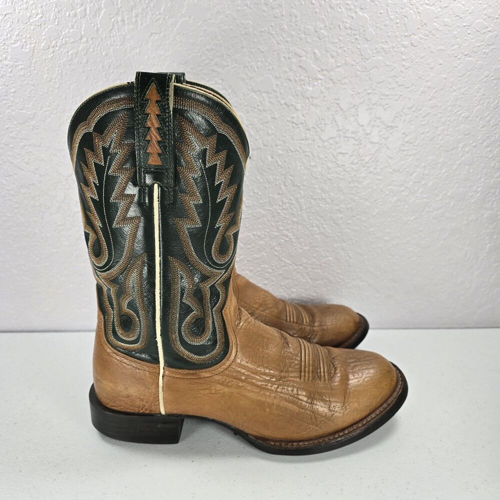 Atiat Cowboy Boots Mens 9 D Brown Green Leather Cobalt Western 38575